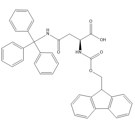 Amino Asit Türevleri Fmoc-Asn(Trt)-OH CAS. 132388-59-1 Saflık %98 Beyazdan kirli beyaza C38H32N2O5